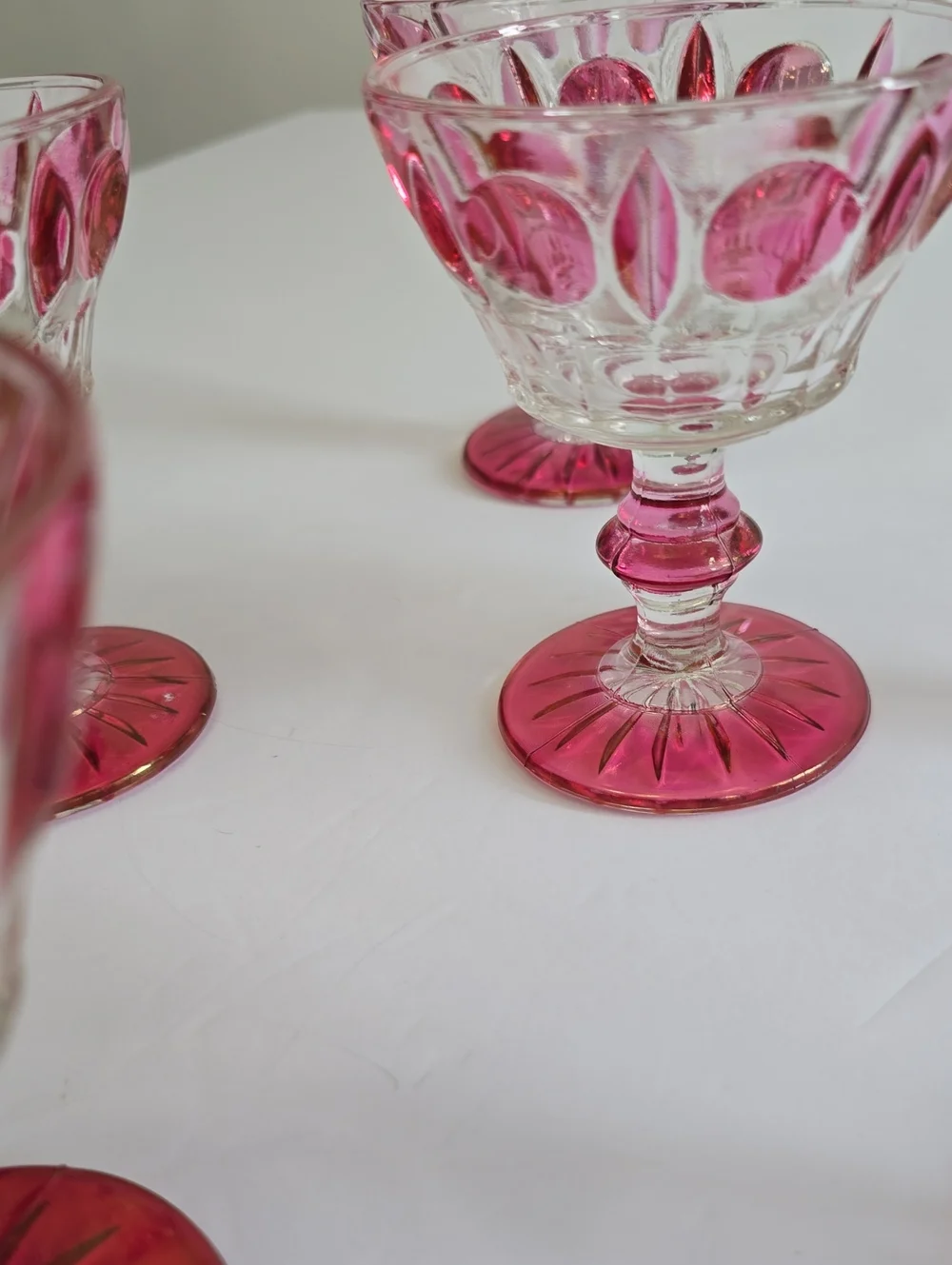 Vintage Indiana Glass Colony Set Of 6 Classique Ruby Flashed Wine Glasses 4 1/4